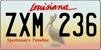 LA license plate ZXM236
