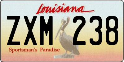 LA license plate ZXM238