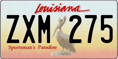 LA license plate ZXM275