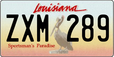 LA license plate ZXM289