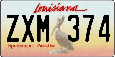 LA license plate ZXM374