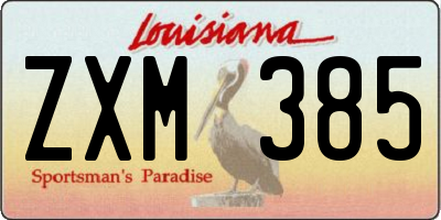 LA license plate ZXM385