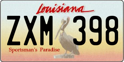 LA license plate ZXM398