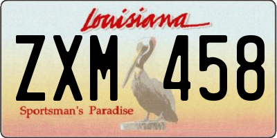 LA license plate ZXM458