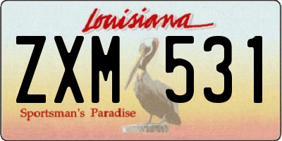 LA license plate ZXM531