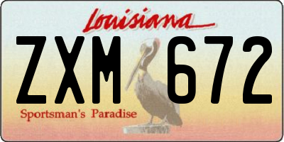 LA license plate ZXM672