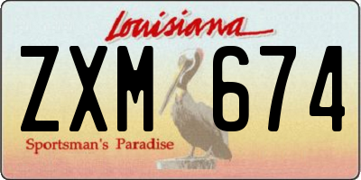 LA license plate ZXM674