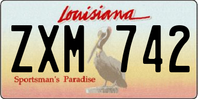 LA license plate ZXM742