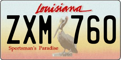 LA license plate ZXM760
