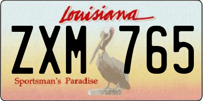 LA license plate ZXM765