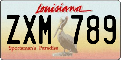 LA license plate ZXM789