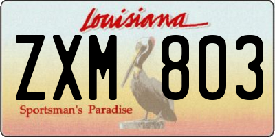LA license plate ZXM803