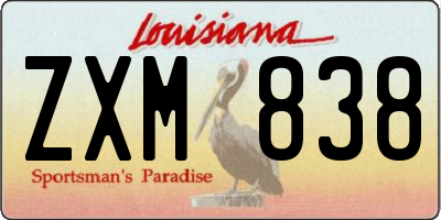 LA license plate ZXM838