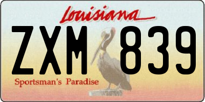 LA license plate ZXM839