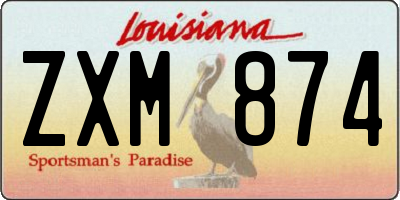 LA license plate ZXM874