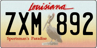 LA license plate ZXM892