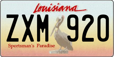 LA license plate ZXM920