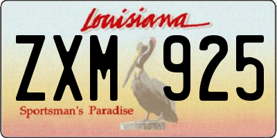 LA license plate ZXM925