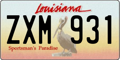 LA license plate ZXM931