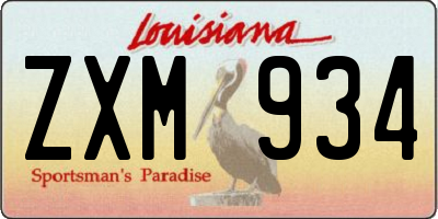 LA license plate ZXM934