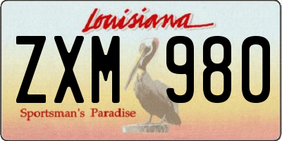 LA license plate ZXM980