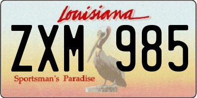 LA license plate ZXM985
