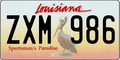 LA license plate ZXM986