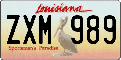LA license plate ZXM989