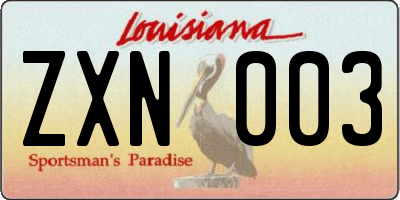 LA license plate ZXN003