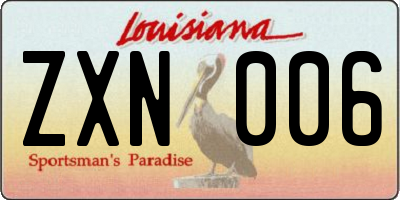 LA license plate ZXN006