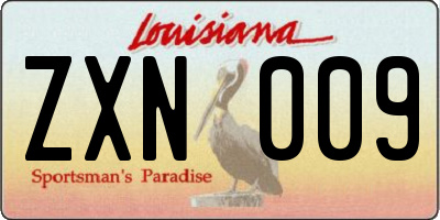 LA license plate ZXN009