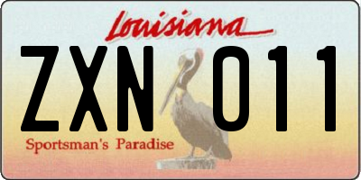 LA license plate ZXN011