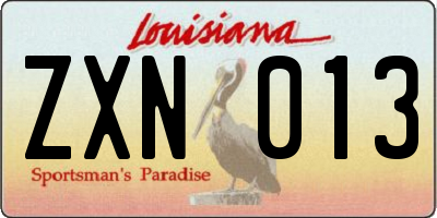 LA license plate ZXN013