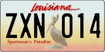 LA license plate ZXN014