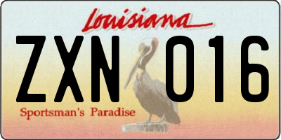 LA license plate ZXN016
