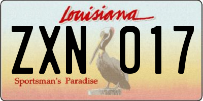 LA license plate ZXN017