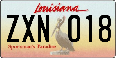 LA license plate ZXN018