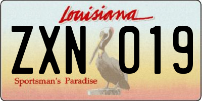 LA license plate ZXN019