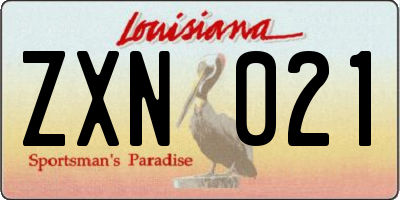 LA license plate ZXN021