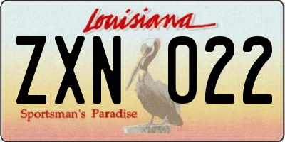 LA license plate ZXN022