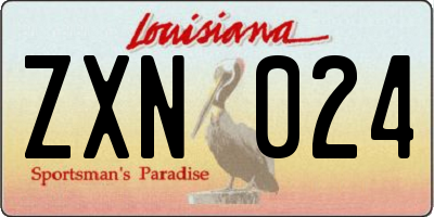 LA license plate ZXN024