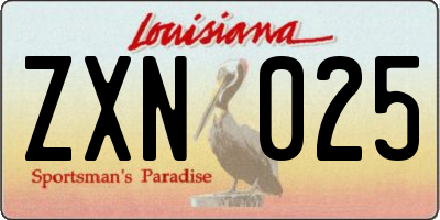 LA license plate ZXN025