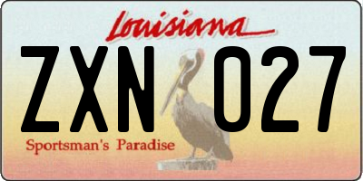LA license plate ZXN027