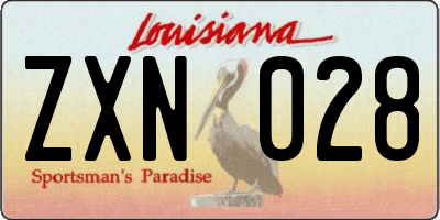 LA license plate ZXN028
