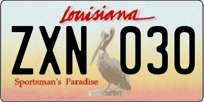 LA license plate ZXN030