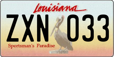LA license plate ZXN033