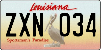 LA license plate ZXN034
