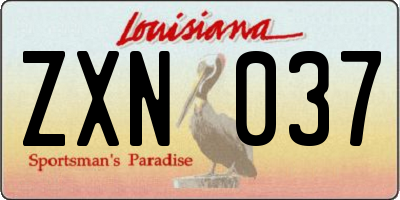 LA license plate ZXN037