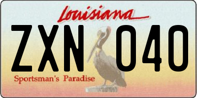 LA license plate ZXN040