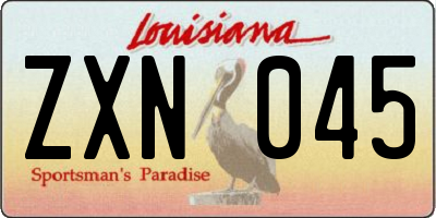 LA license plate ZXN045